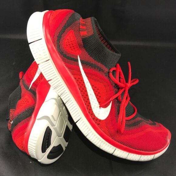 NIKE FLYKNIT FREE 5.0 Red Black White Mens size 14 US 48.5 EUR 13 UK Excellent - Picture 1 of 6